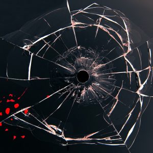 Glass hit by a bullet